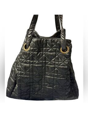 Big Buddha Santa Barbara Quilted Vegan Leather Tote Yoga Bag Black